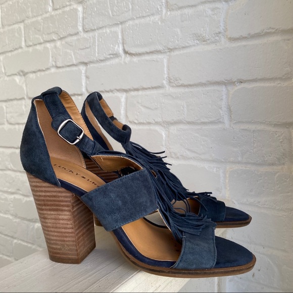 Lucky Brand Fringe Suede Block Heel Shoes 7 - Picture 5 of 16